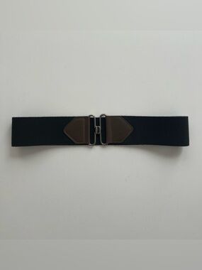 Comptoir des Cotonniers Black Brown Leather Stretch Belt – FR 2 / One Size